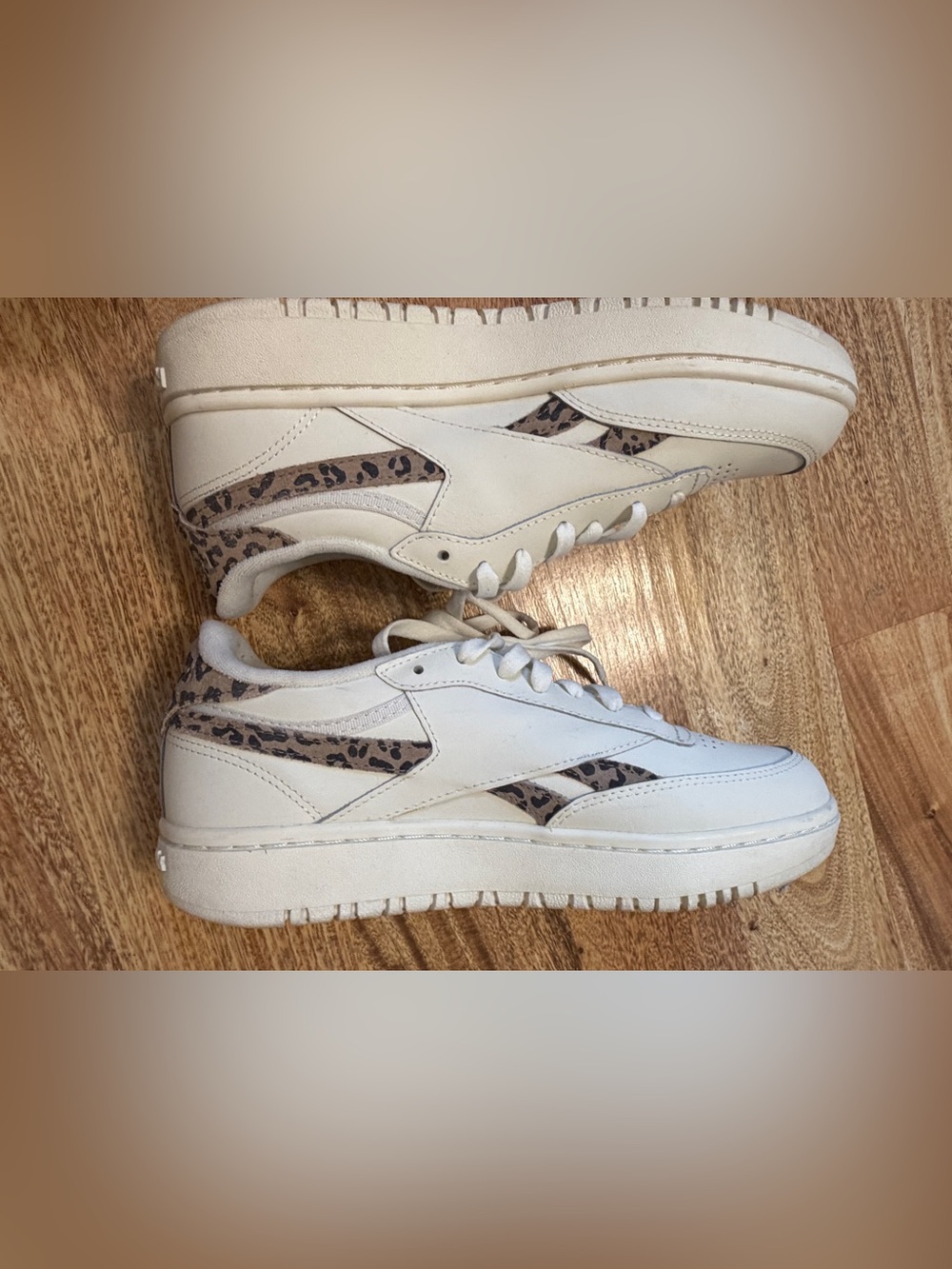 Reebok Women’s Cream/Leopard Accent Low-Top Sneakers - Picture 5 of 6